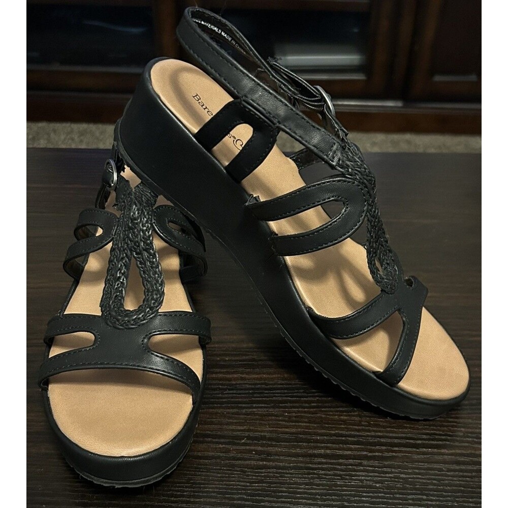 Baretraps Wilma Womens Size 8M Black Wedge Sandals Comfort Strappy Slingback